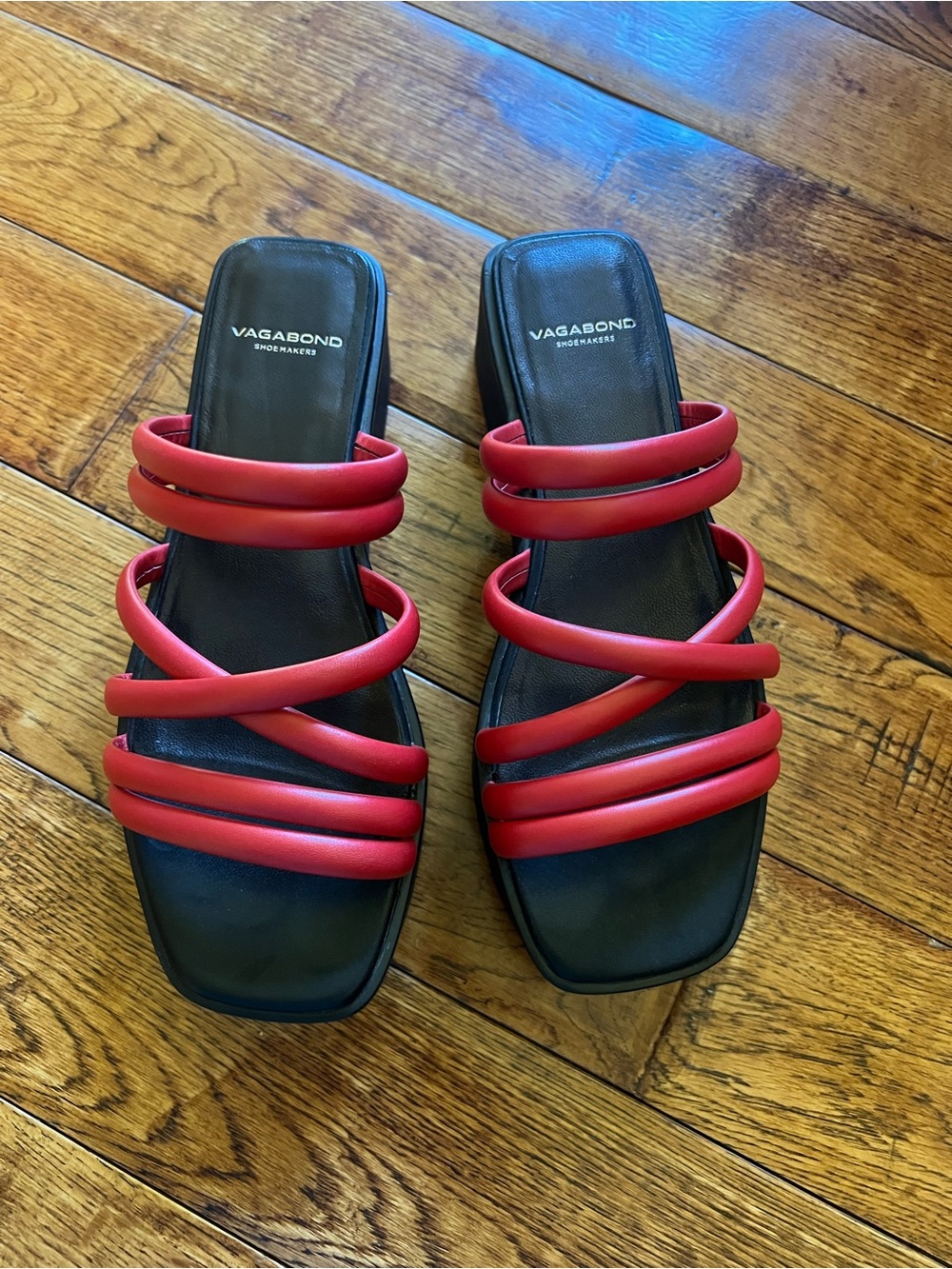 Vagabond Shoes Platform Sandals Leather Straps Red Size 7 - Picture 3 of 10